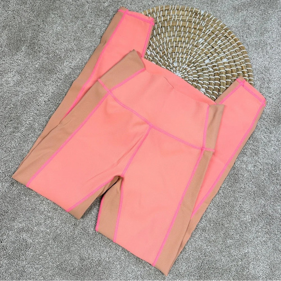 Wilo The Label Rib Contrast 7/8 Leggings Pink Peach Size S - Picture 1 of 14